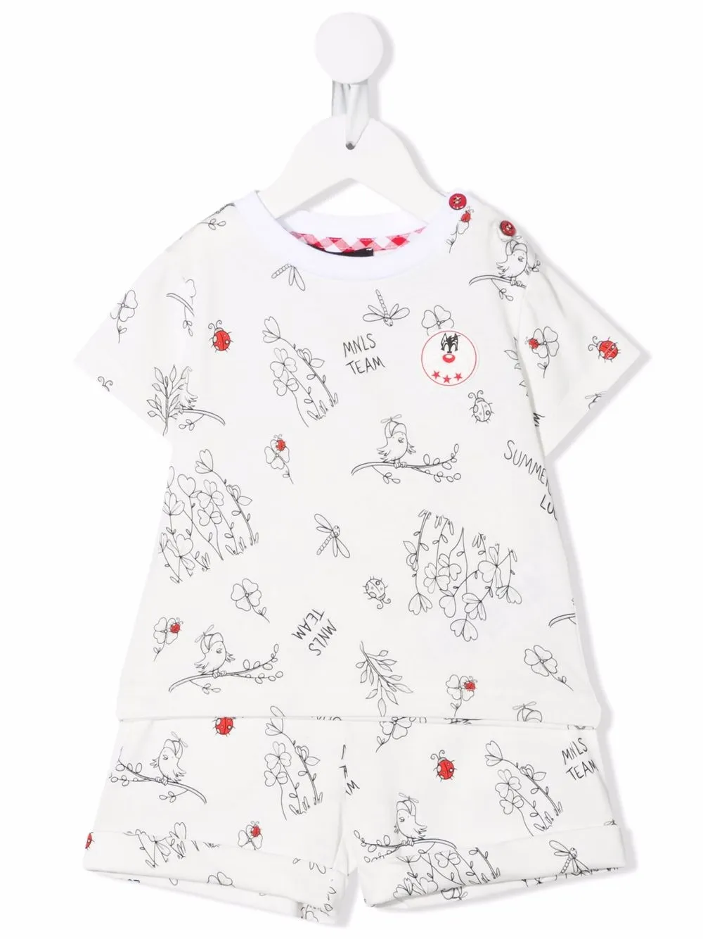 

Monnalisa conjunto de shorts y playera con boceto estampado - Blanco