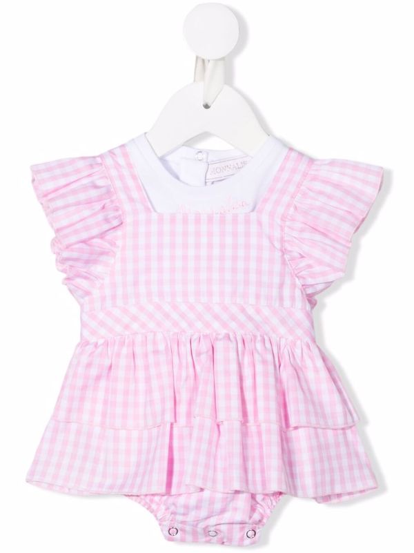 pink gingham ruffle dress