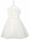 Monnalisa pearl-belted dress - White