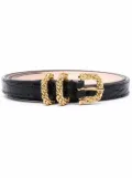 BY FAR croc-effect leather belt - Black