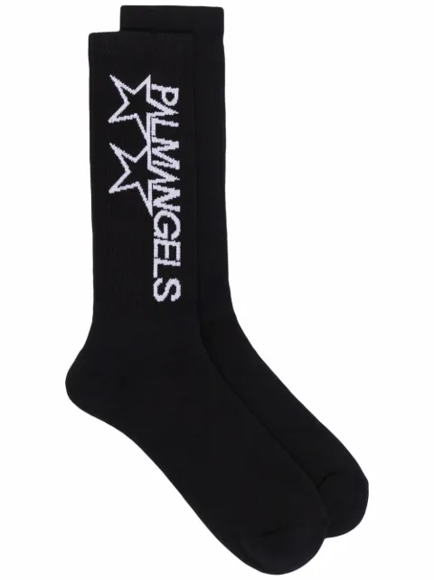 Palm Angels calcetines con logo en intarsia
