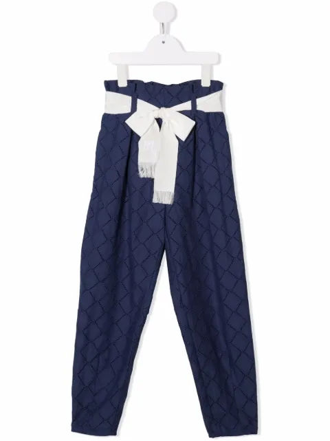 Monnalisa pantalones con motivo a rombos y tiro alto 