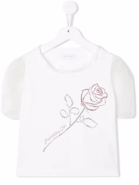 Monnalisa playera con aplique de rosas