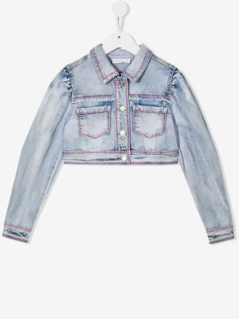 Monnalisa veste en jean à ornements en cristal