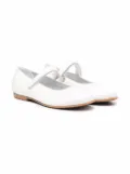 Monnalisa logo-print leather ballerina shoes - White
