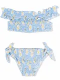 Monnalisa floral-print ruched bikini - Blue