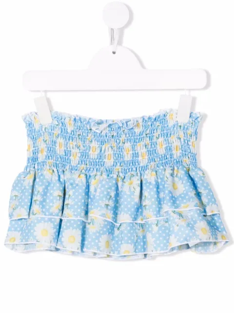 Monnalisa floral-print smocked skirt