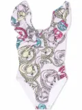 Monnalisa graphic print ruffle swimsuit - Pink