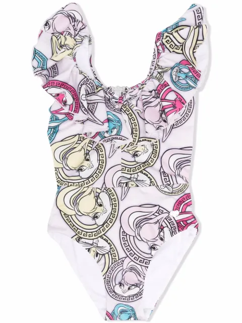 Monnalisa graphic print ruffle swimsuit