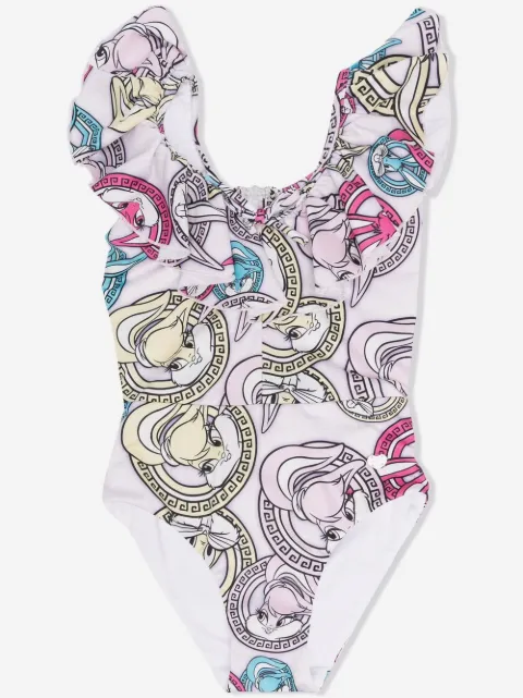 Monnalisa graphic print ruffle swimsuit