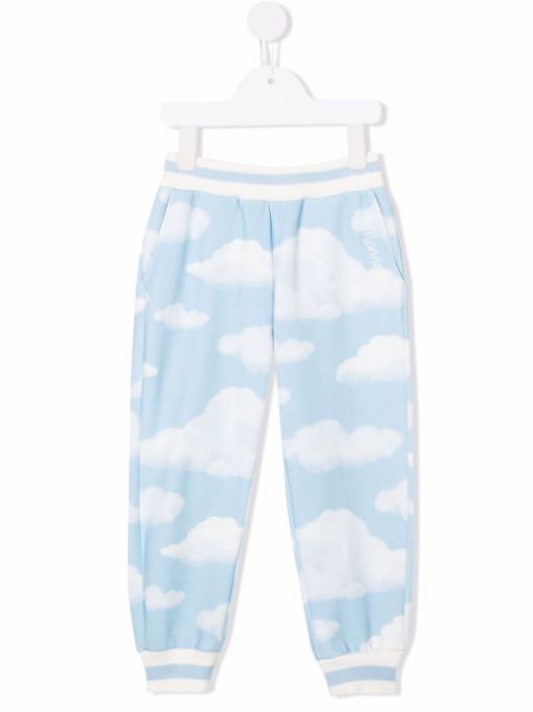 Monnalisa cloud-print cotton track trousers 