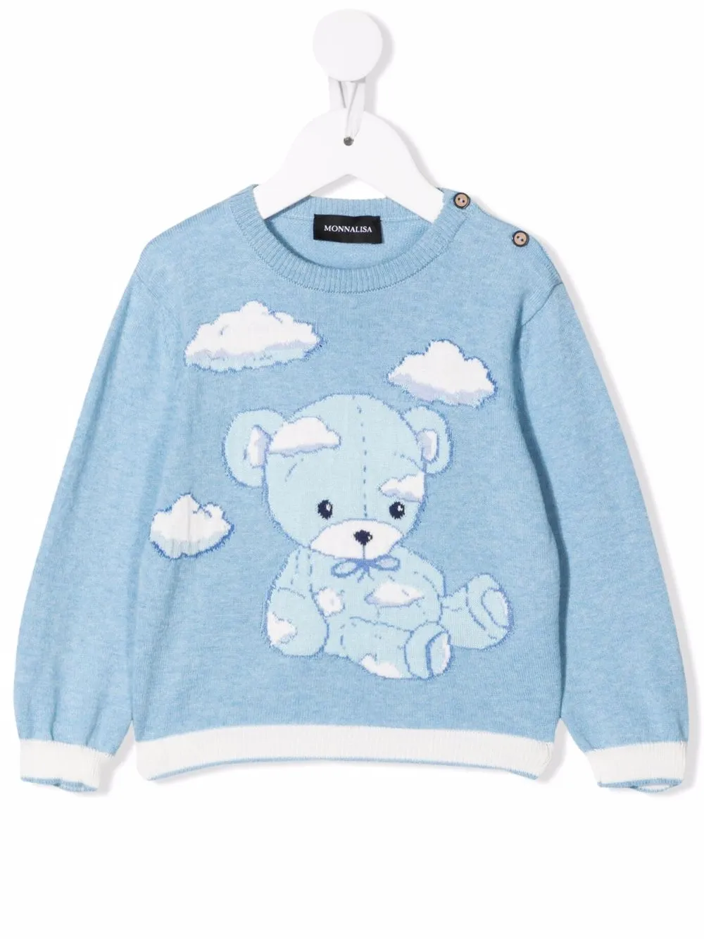 

Monnalisa Teddy Bear-motif intarsia-knit jumper - Blue