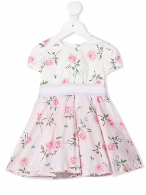 Monnalisa vestido acampanado con rosas estampadas