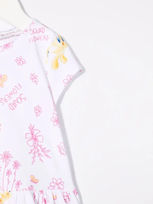 Monnalisa グラフィック Tシャツワンピース | ホワイト