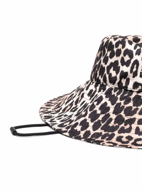Shop GANNI leopard-print bucket hat 