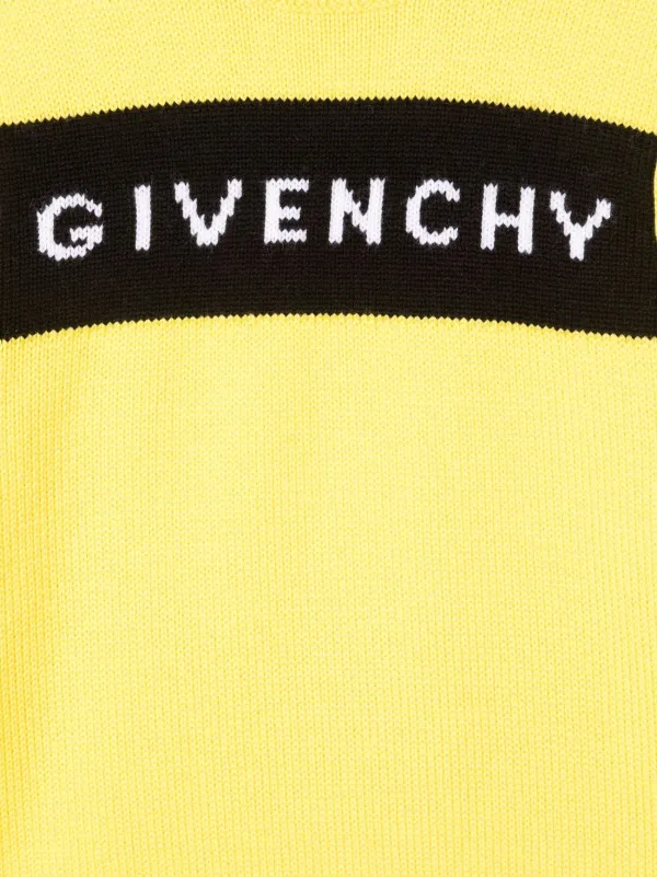 yellow intarsia-logo crewneck sweater 