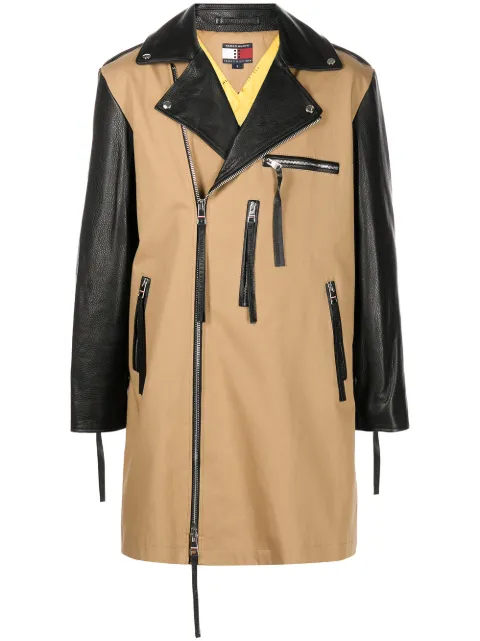 ROMEO HUNTE panelled leather trench coat