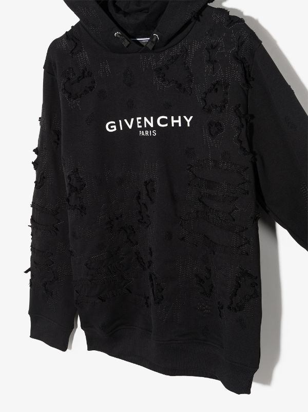 Givenchy Kids logo-print - Hoodie distressed-effect Farfetch