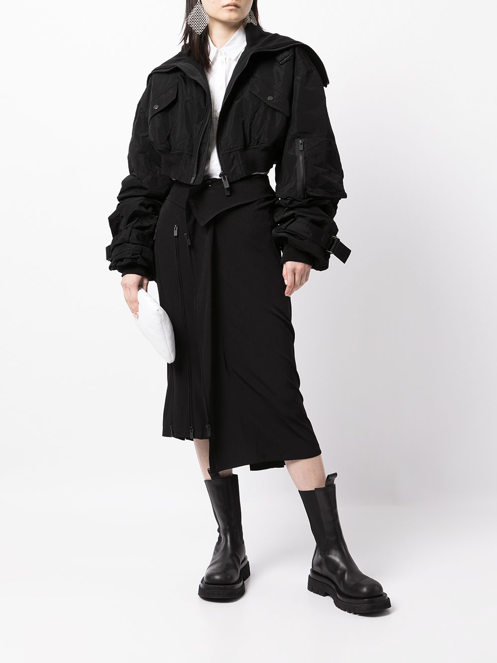 фото Yohji yamamoto укороченная куртка с высоким воротником