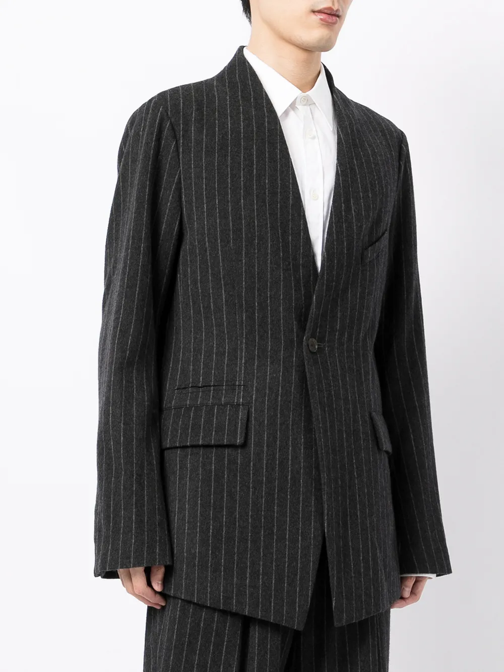 v-neck pinstripe blazer