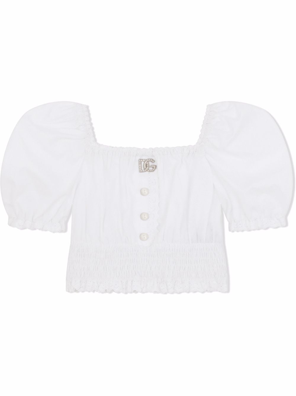 

Dolce & Gabbana Kids blusa con detalle fruncido - Blanco