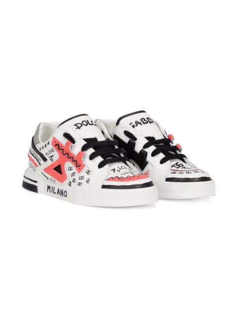 Dolce & Gabbana Kids hand-painted leather sneakers