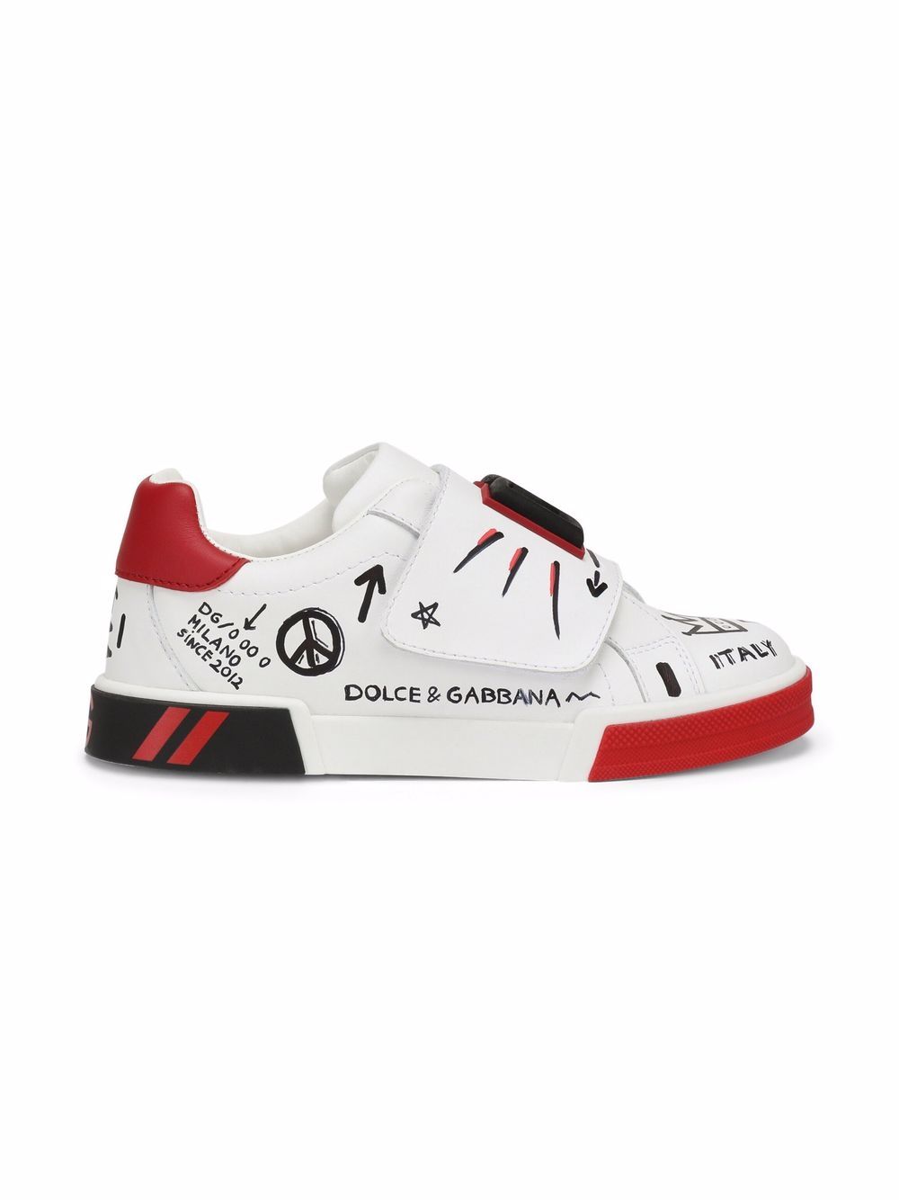 Shop Dolce & Gabbana Portofino Custom Leather Sneakers In White