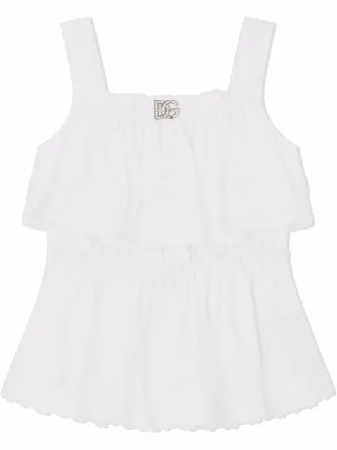 Dolce & Gabbana Kids DG-logo ruffled top