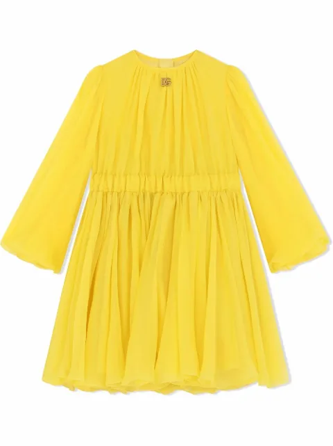 Dolce & Gabbana Kids فستان ميدي حرير مدموج