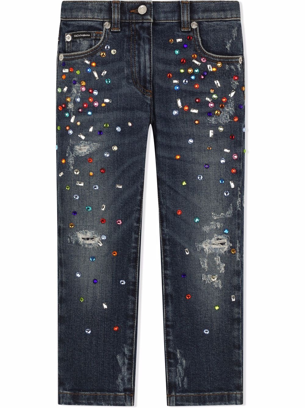 Dolce & Gabbana Kids Floral-Embroidered Jeans