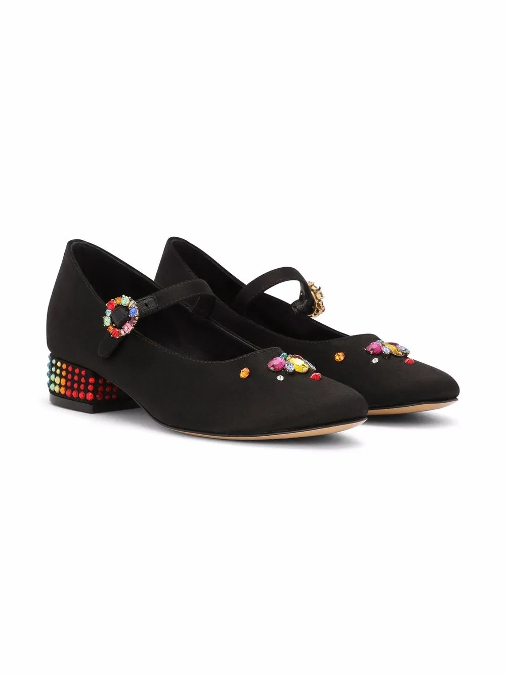 

Dolce & Gabbana Kids crystal-embellished ballerina pumps - Black