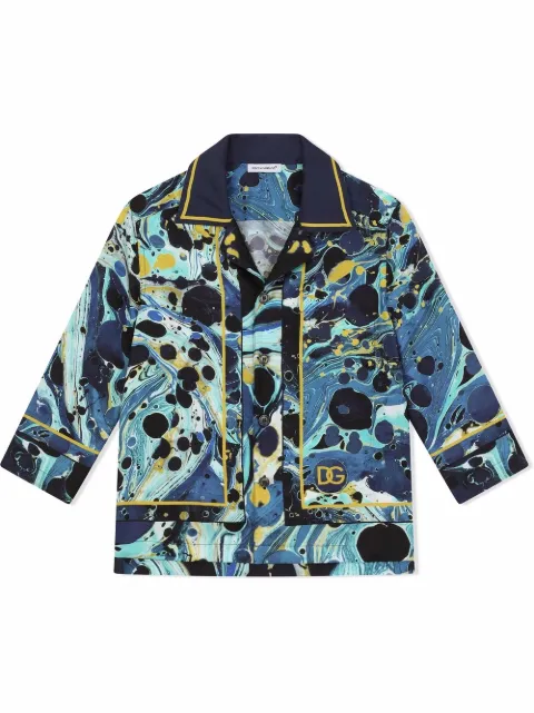 Dolce & Gabbana Kids graphic-print silk pajama top