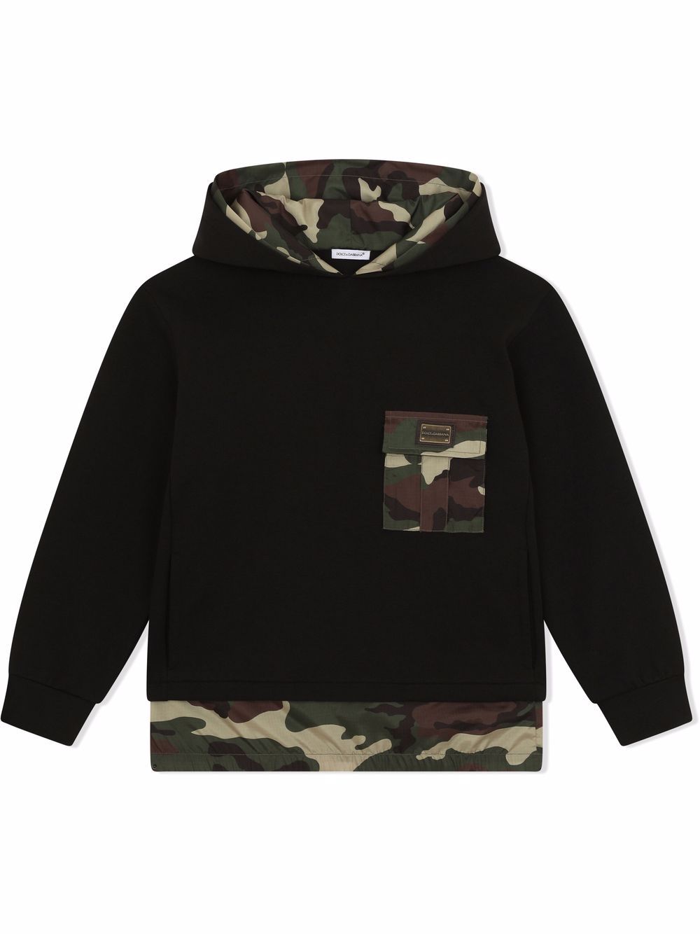 

Dolce & Gabbana Kids hoodie con estampado militar - Negro