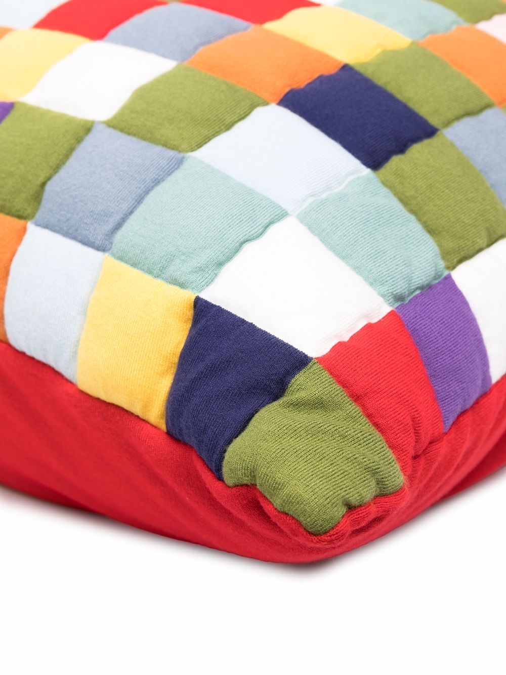 Shop Sunnei Patchwork Knitted Cushion In Red