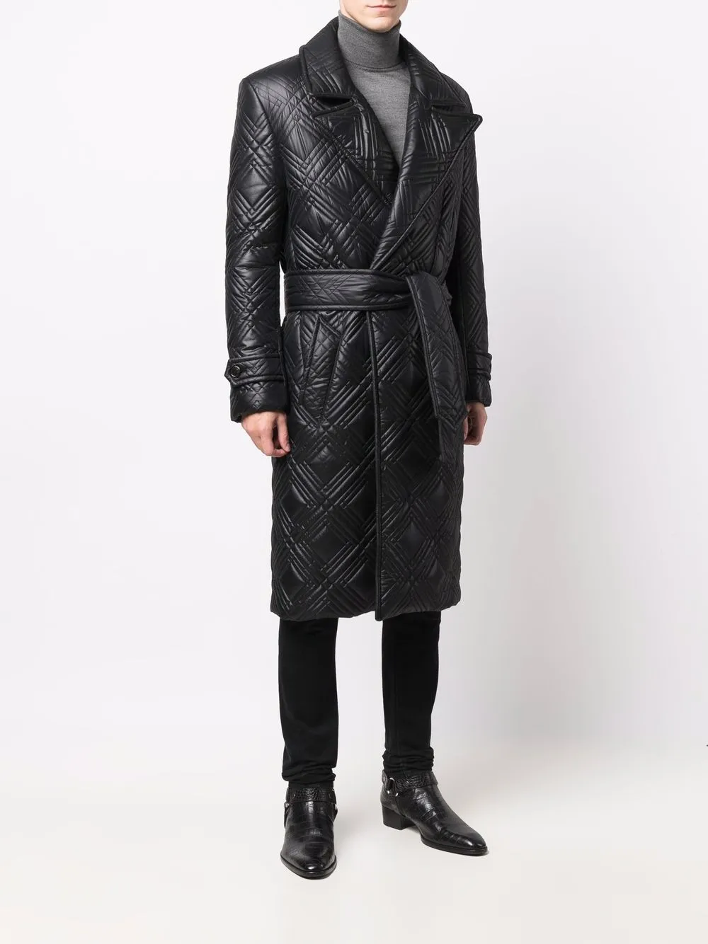 фото Saint laurent стеганое пальто миди