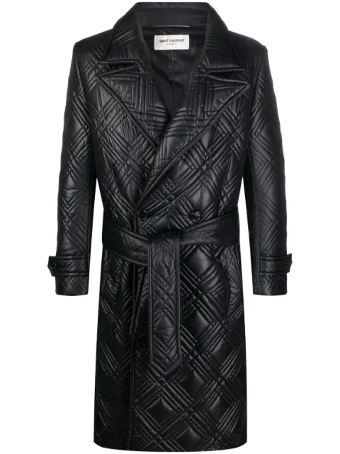 Saint Laurent معطف ميدي ملفوف ومبطن