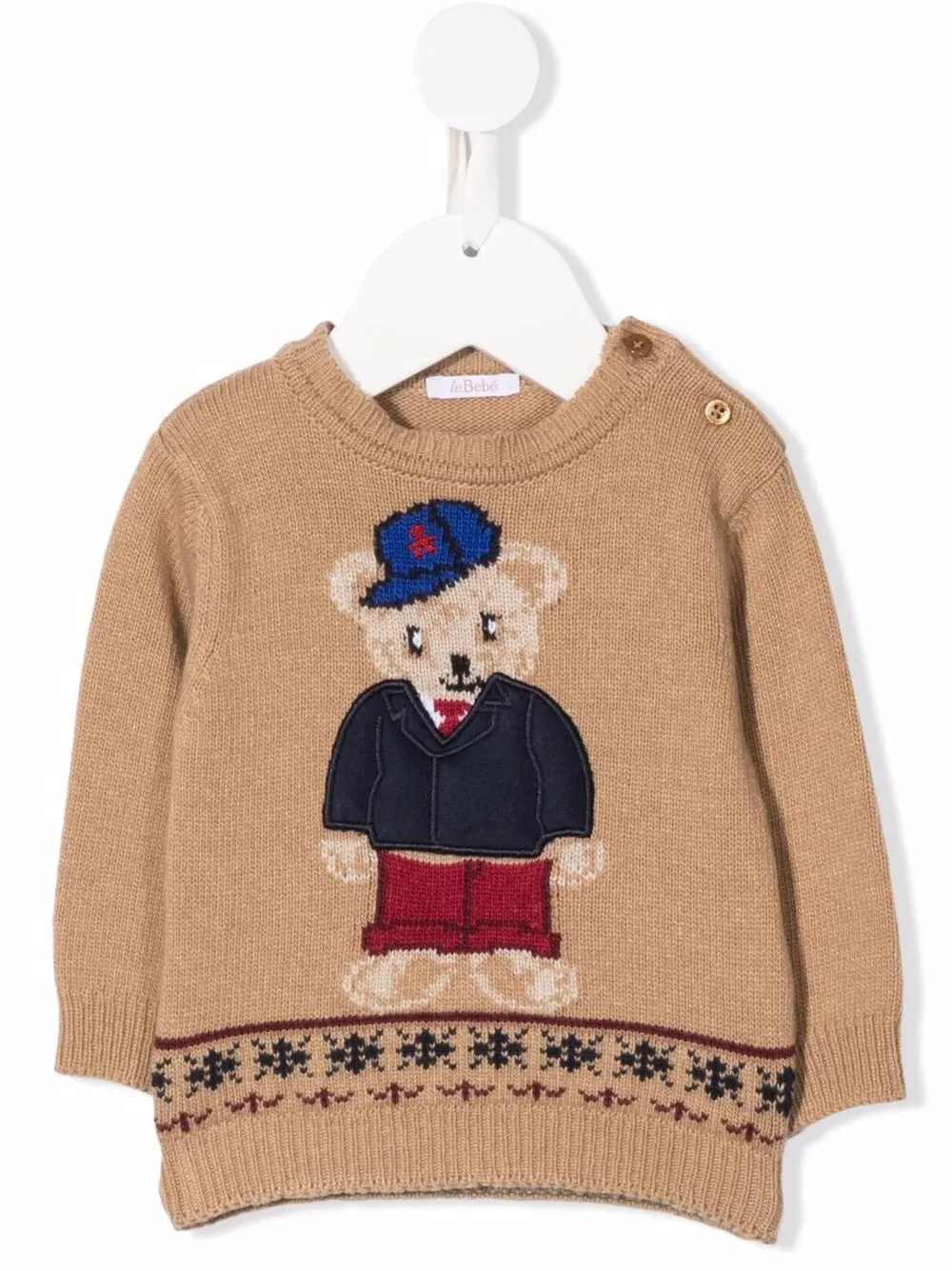 

Le Bebé Enfant knitted teddy bear jumper - Neutro