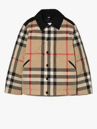 Burberry Kids Chamarra Capitonada Con Motivo Vintage Check Neutro FARFETCH EC