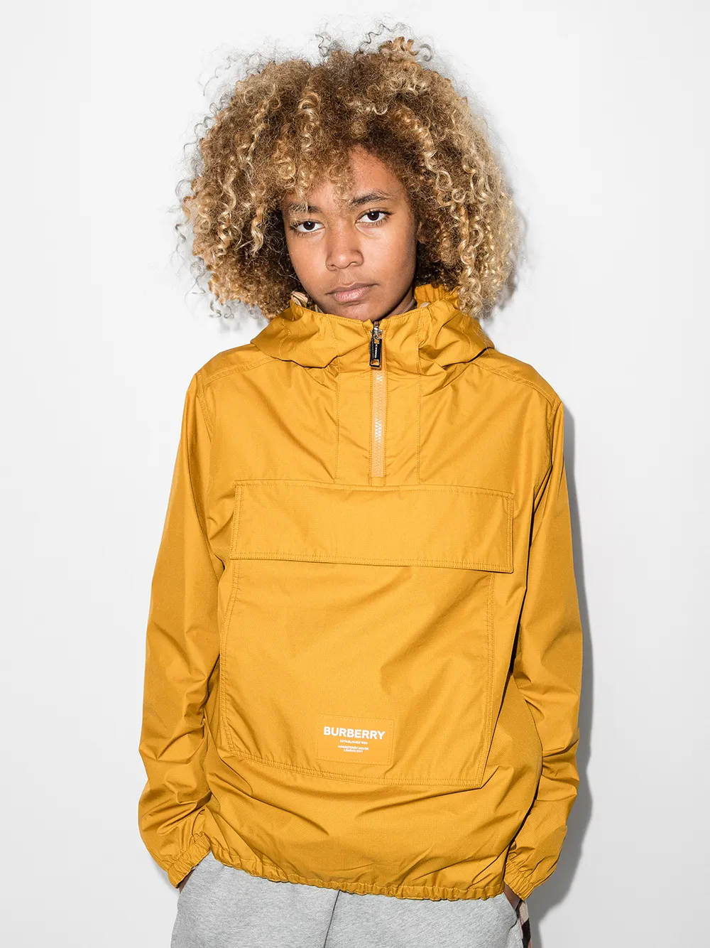 BURBERRY TEEN LOGO-PATCH REVERSIBLE HOODED JACKET