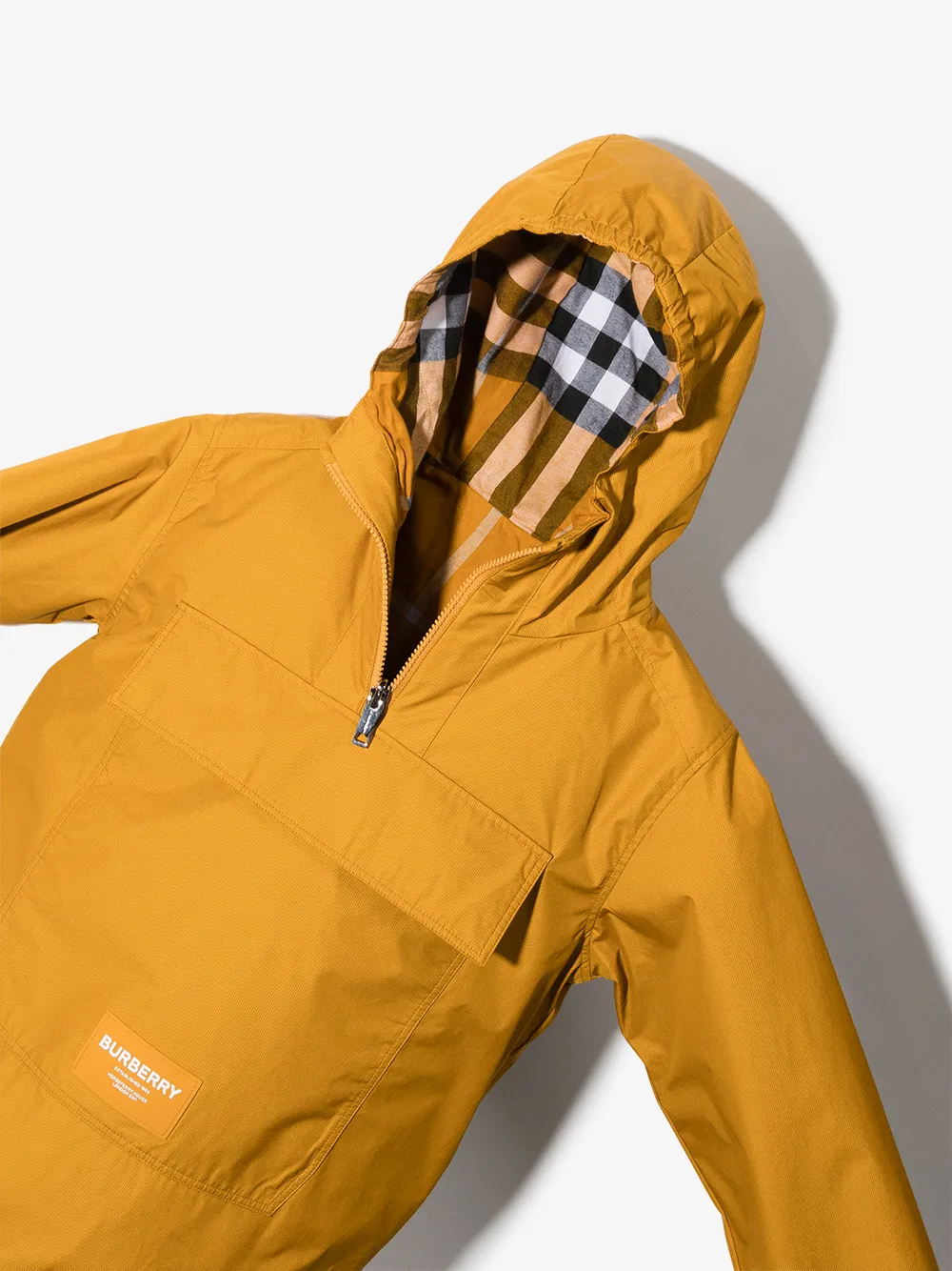 BURBERRY TEEN LOGO-PATCH REVERSIBLE HOODED JACKET