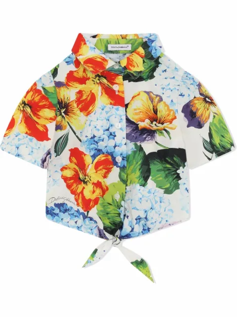 Dolce & Gabbana Kids Hydrangea-print short-sleeved shirt