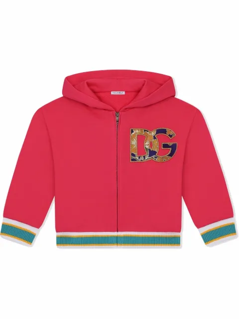 Dolce & Gabbana Kids logo-patch zip-front hoodie