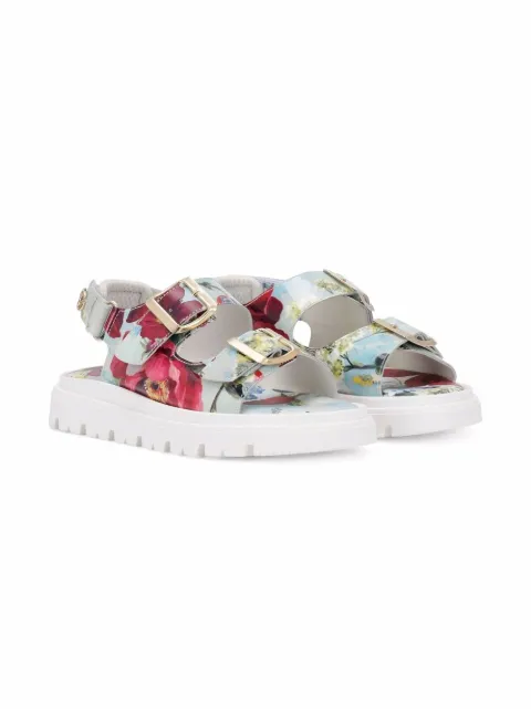Dolce & Gabbana Kids صندل بمشبك مزدوج وطبعة زهور