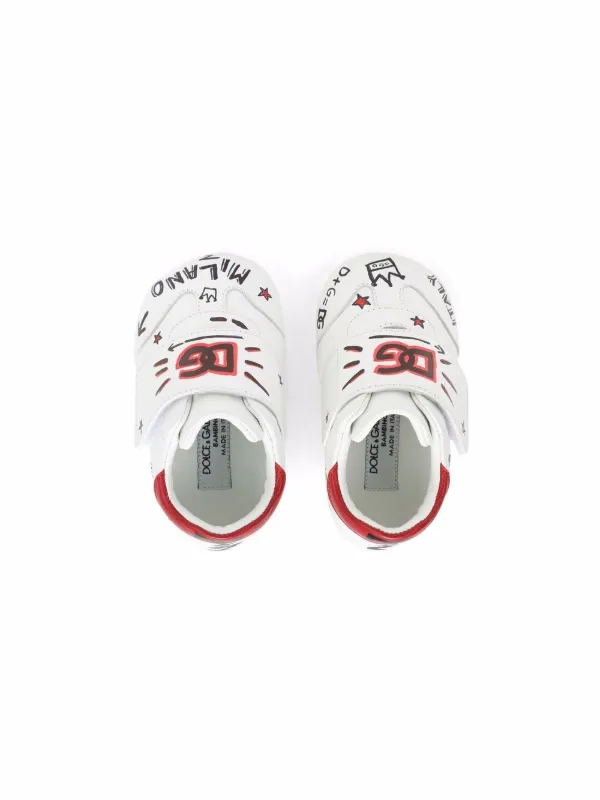 Dolce & Gabbana Kids graffiti-print Leather Sneakers | White