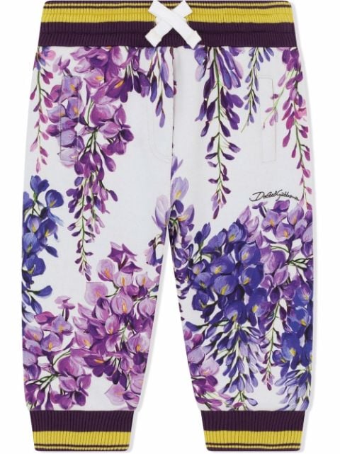 Dolce & Gabbana Kids floral-print cotton track trousers