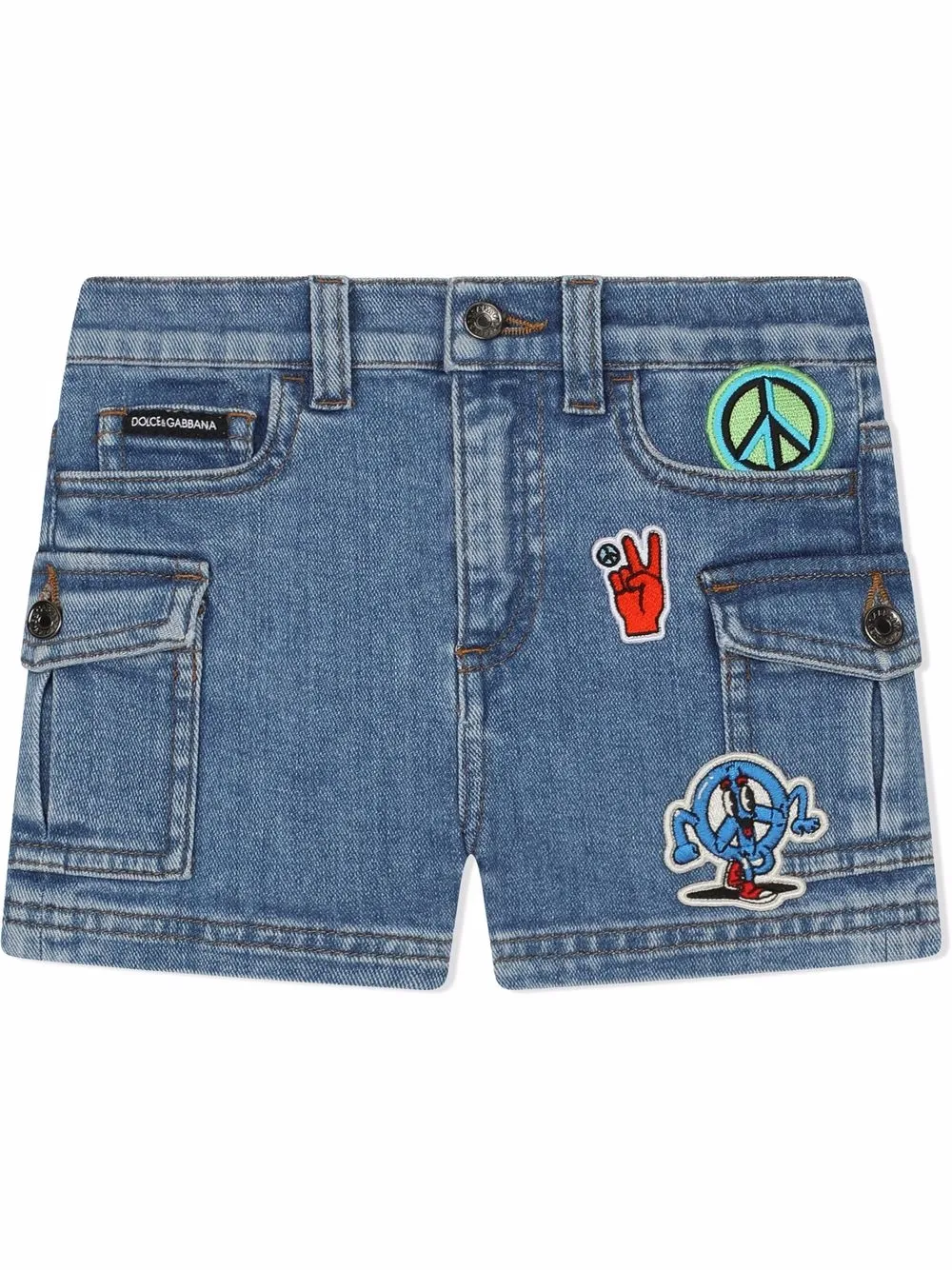 

Dolce & Gabbana Kids patch-detail denim cargo shorts - Blue