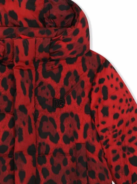 Dolce \u0026 Gabbana Kids Leopard-Print Padded Jacket - Red