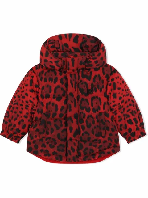 Dolce & Gabbana Kids leopard-print padded jacket