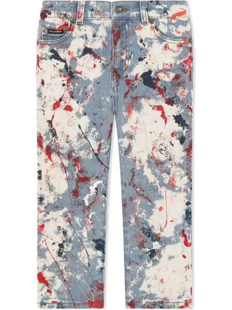 Dolce & Gabbana Kids paint splatter-print straight leg jeans