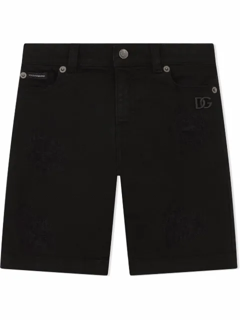 Dolce & Gabbana Kids شورت جينز بلمسات ممزقة